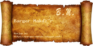 Barger Makár névjegykártya